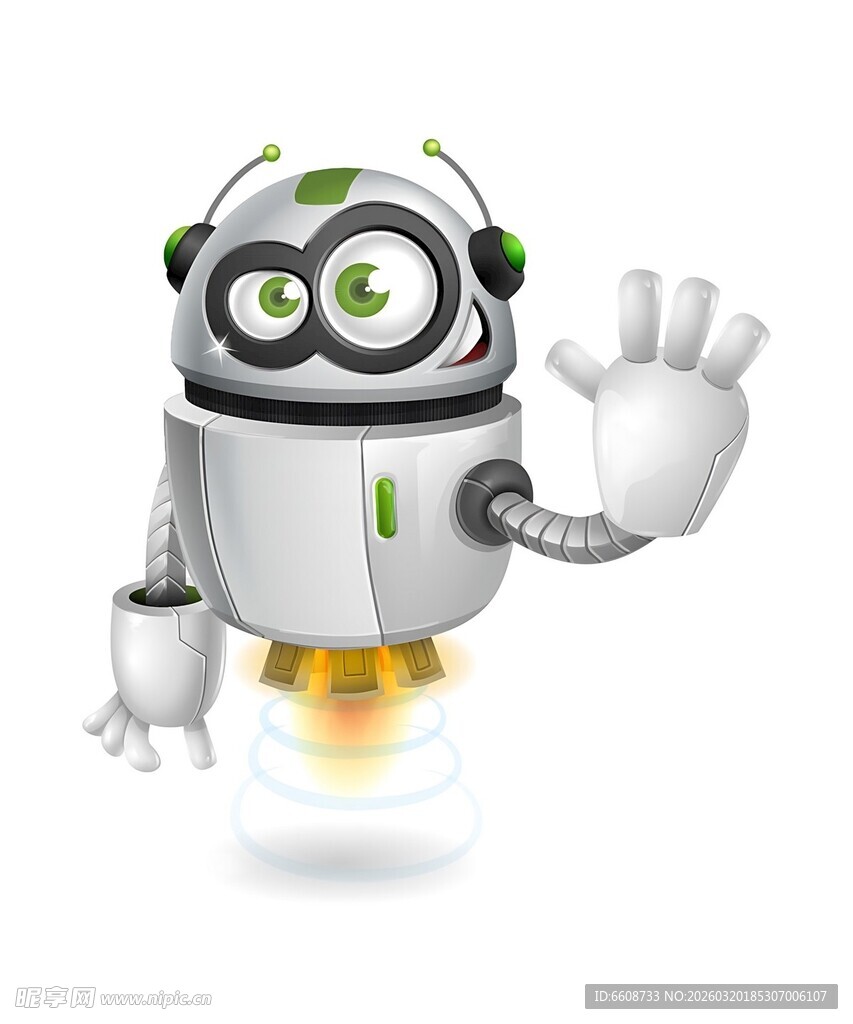 可爱机器人挥手示意