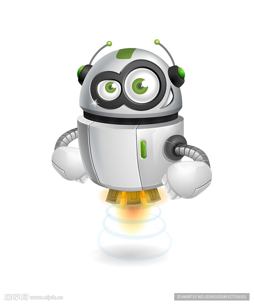 飞行的可爱卡通机器人