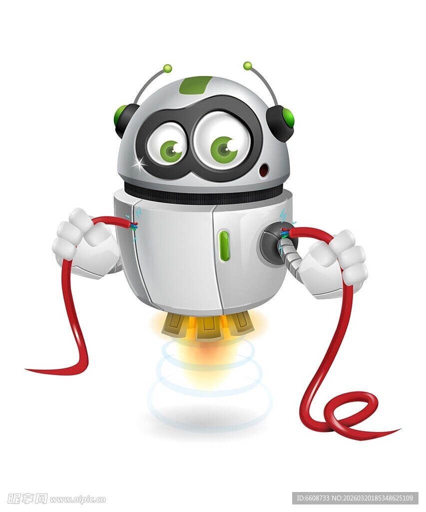 可爱机器人手持红绳