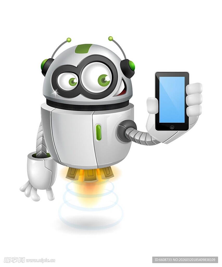 机器人手持手机展示画面