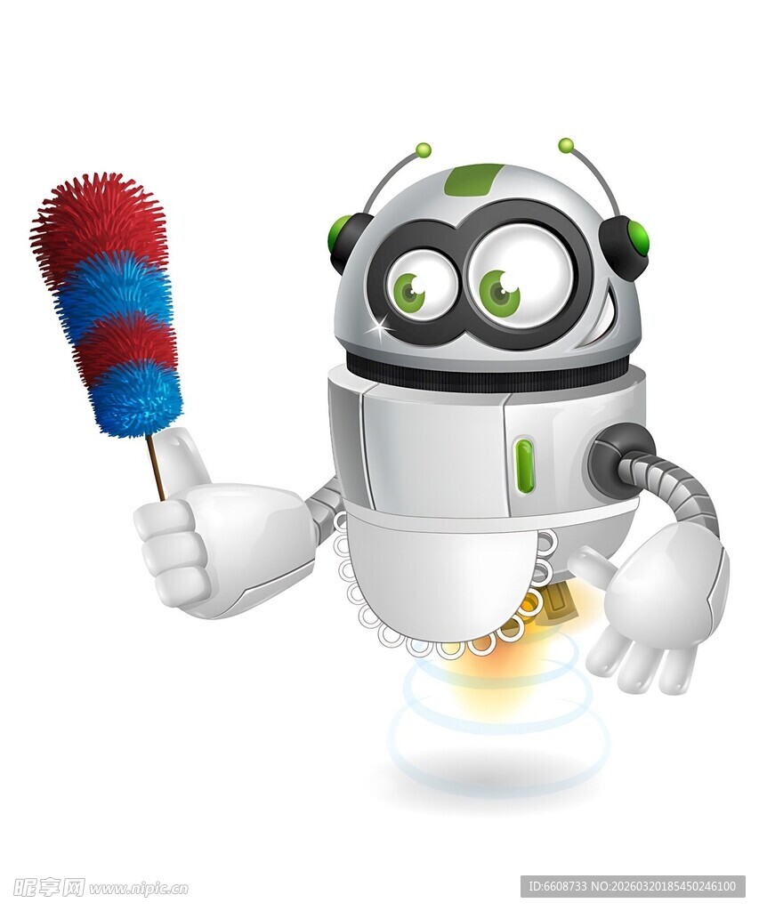 可爱机器人手持彩色清洁棒