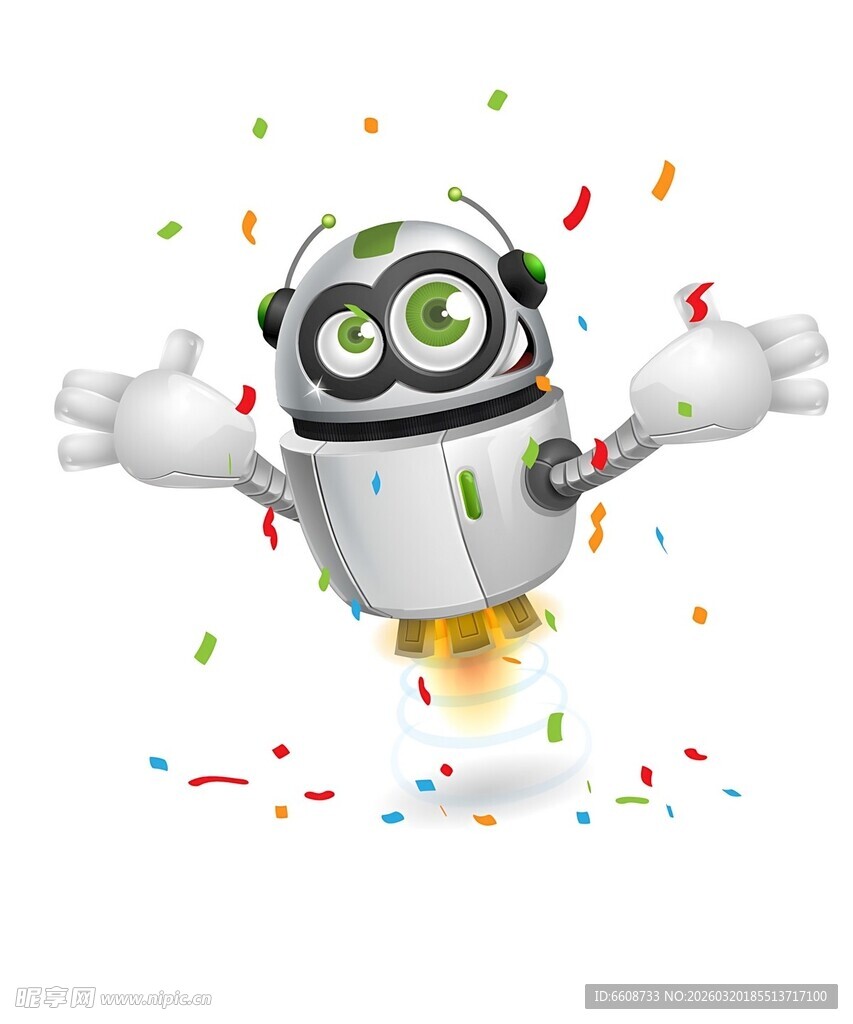 欢乐跳跃的卡通机器人