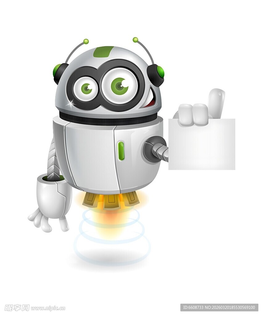 喷气飞行的可爱机器人