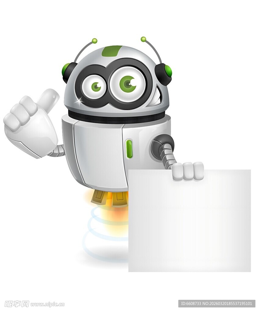 可爱机器人展示空白标牌