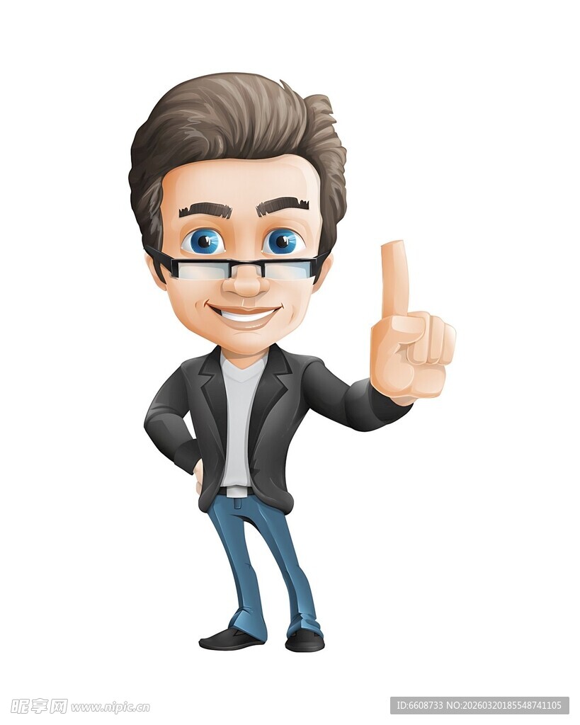 戴眼镜男士开心竖大拇指
