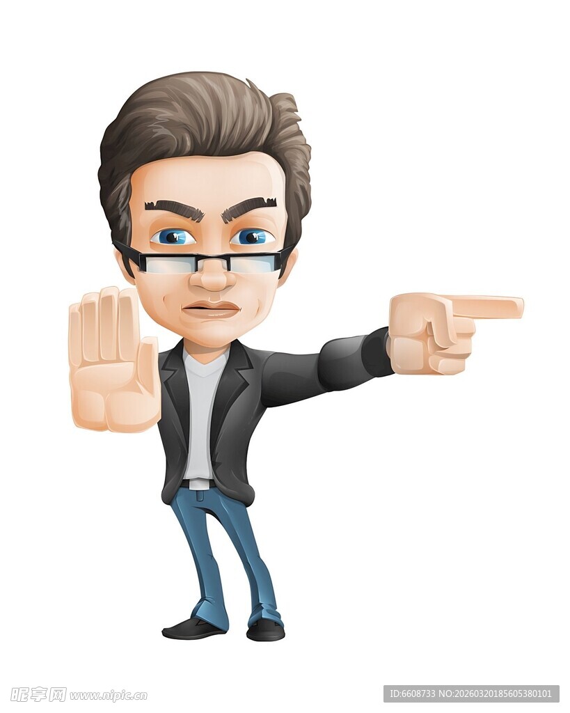 商务男子指示与禁止动作