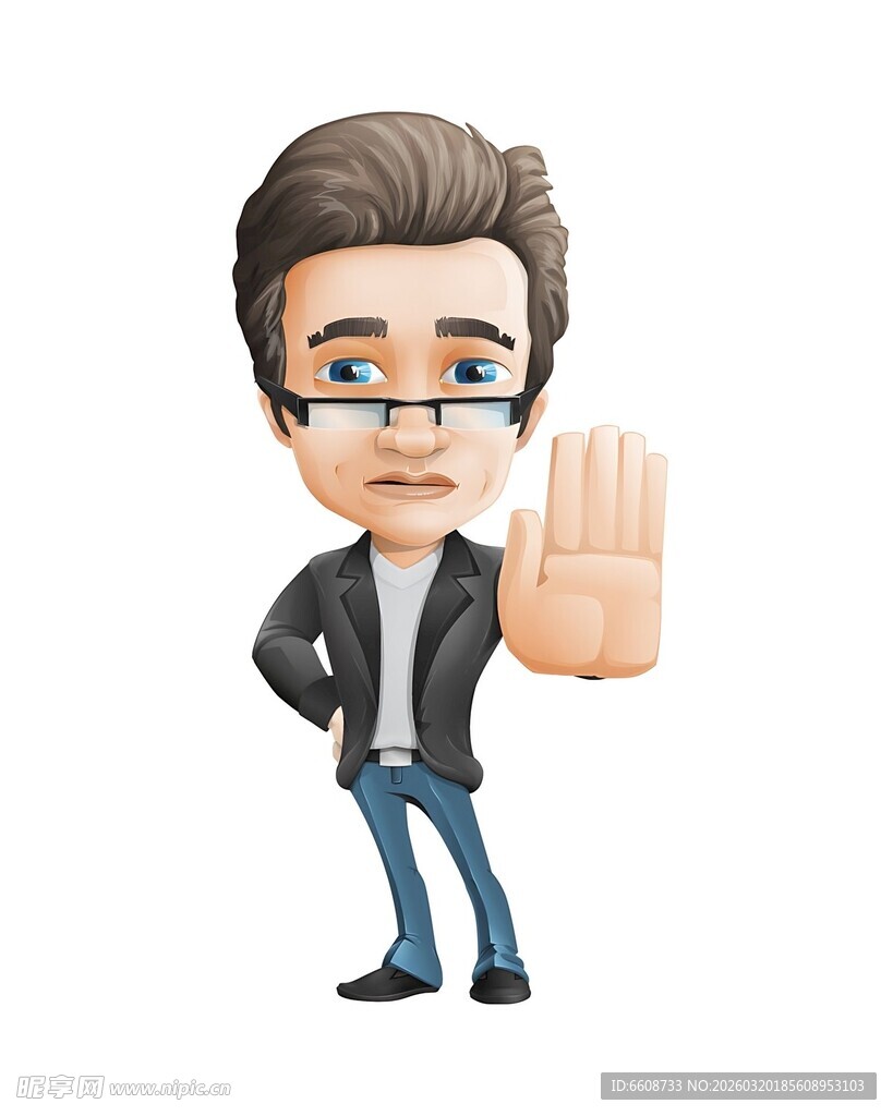 卡通男士做停止手势