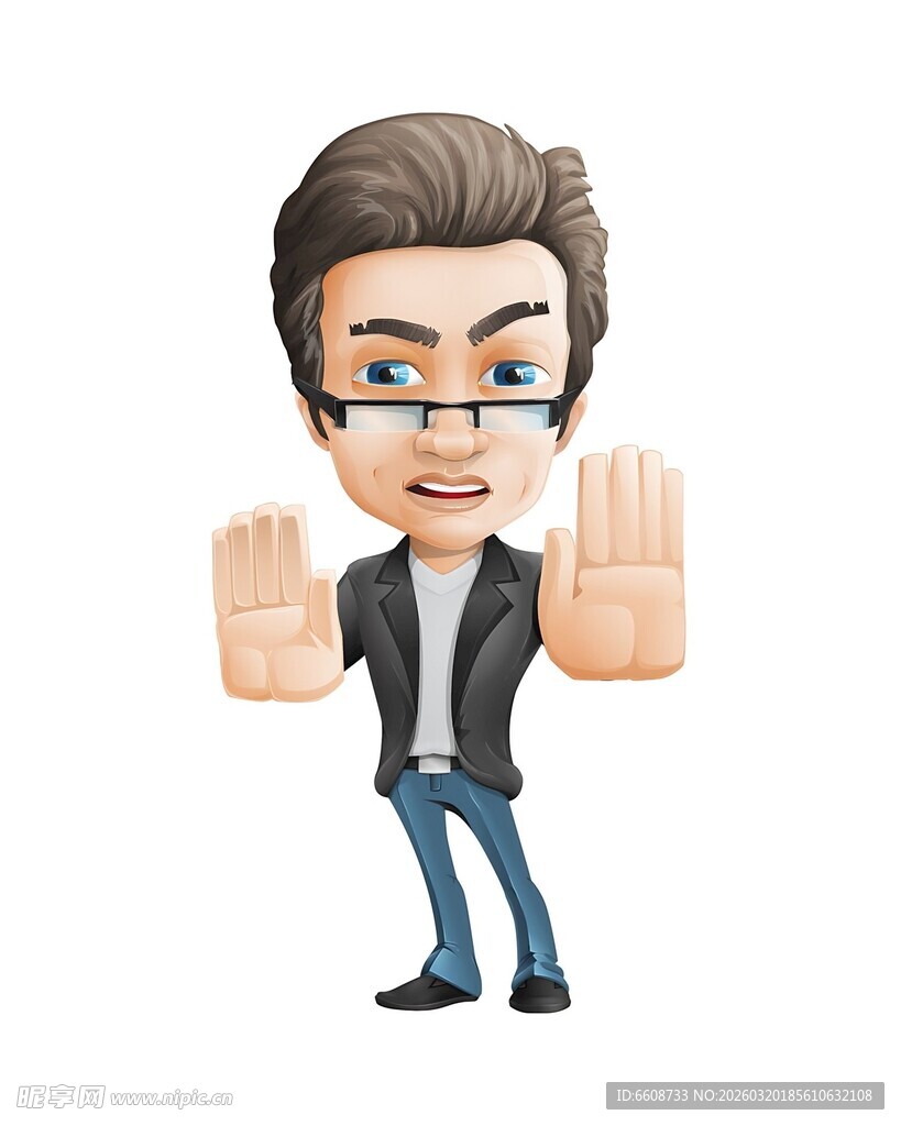 卡通男子做停止手势