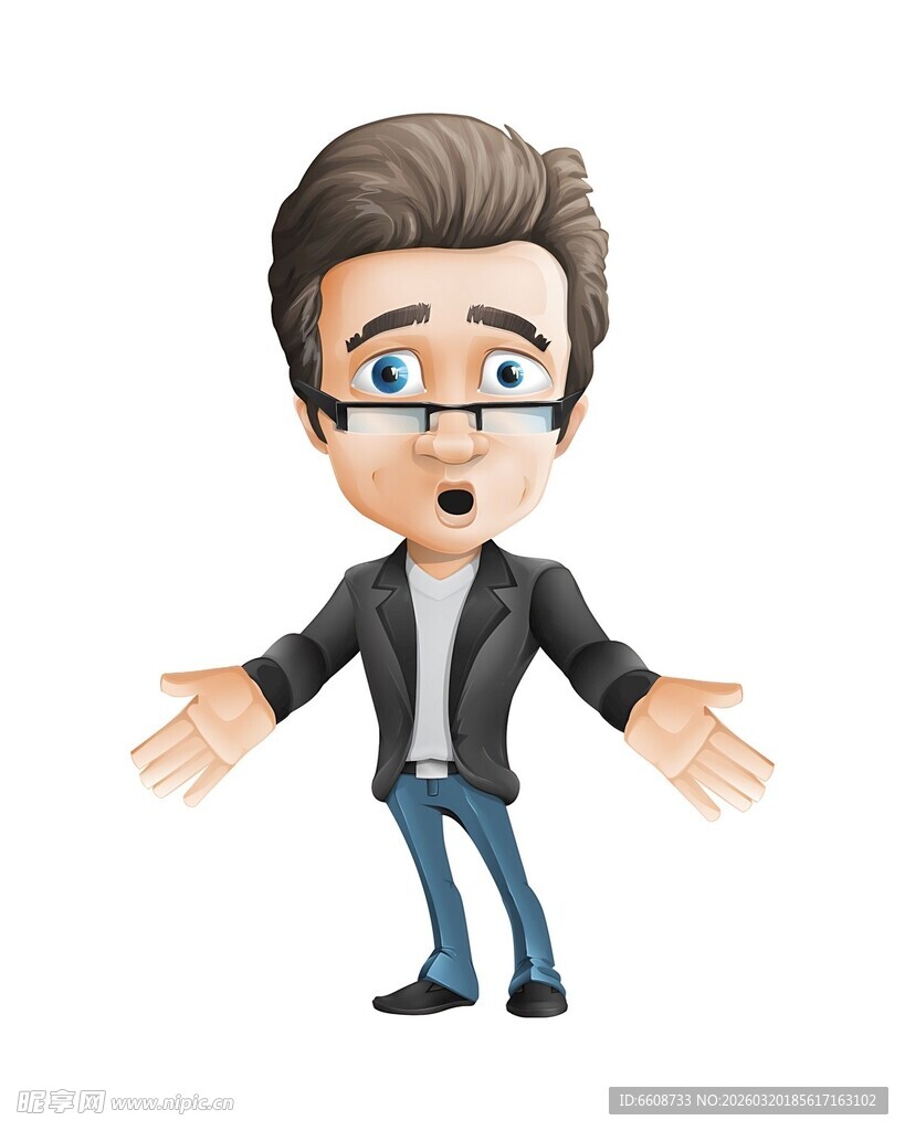 惊讶男子张开双臂