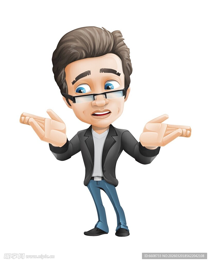 商务男士摊手展示姿态