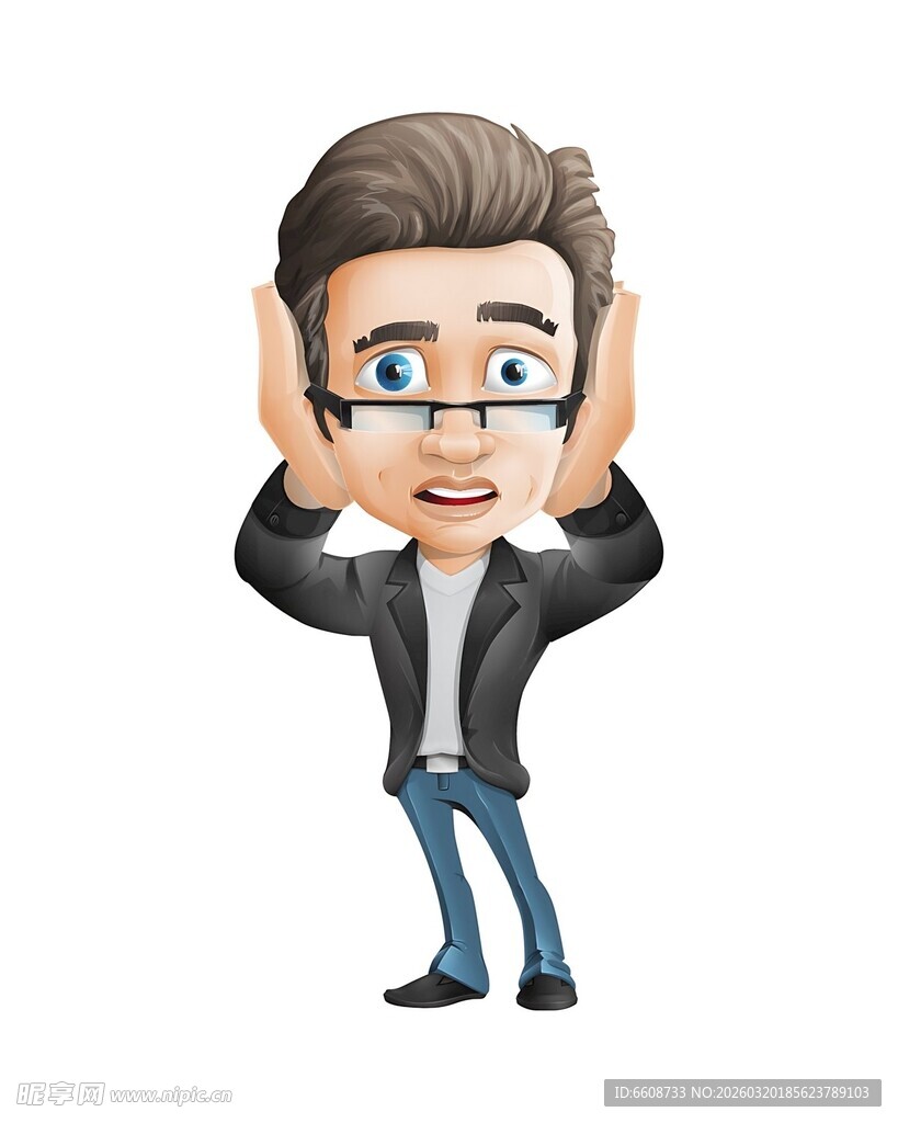 惊讶男子卡通形象