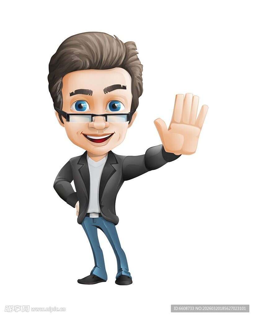 商务男子挥手示意