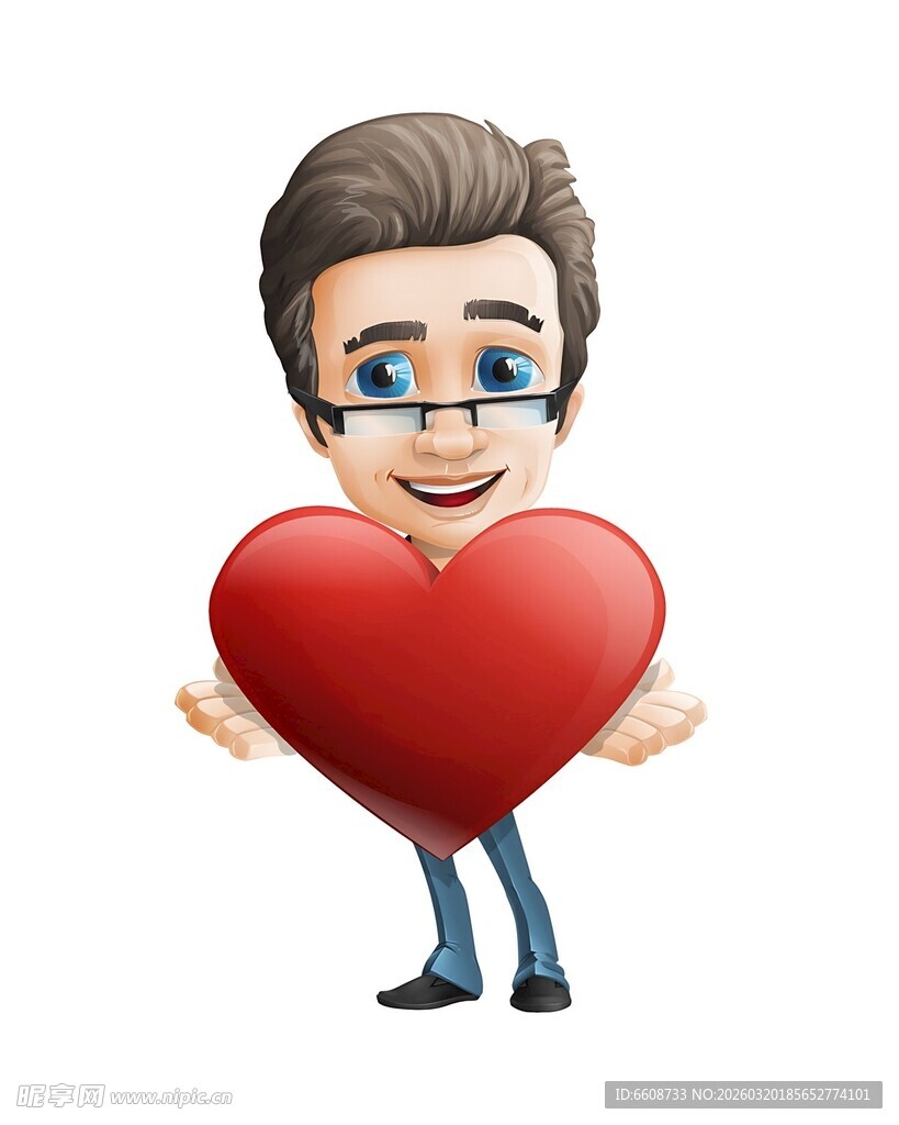卡通人物捧爱心