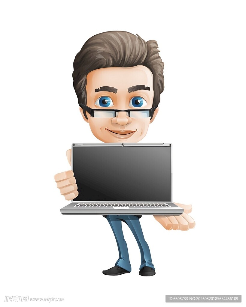 男子手持笔记本电脑展示