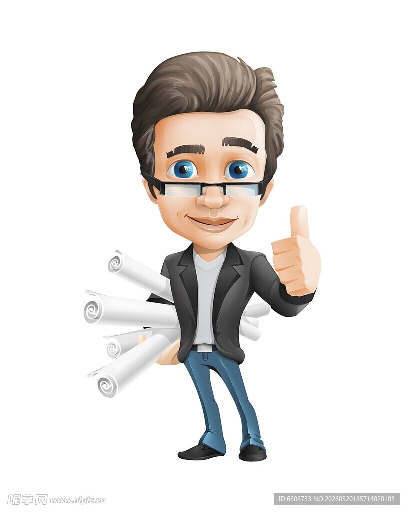 商务男士手持图纸展创意