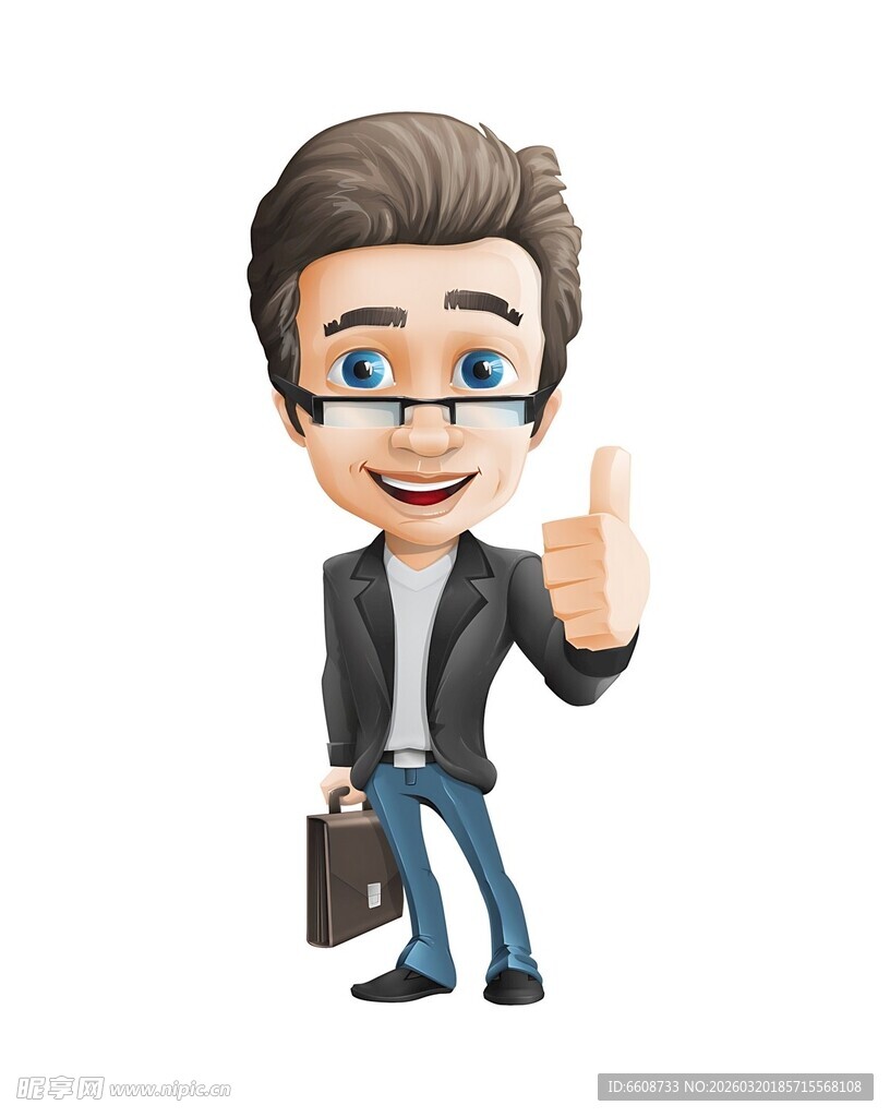 商务男士微笑竖指示意