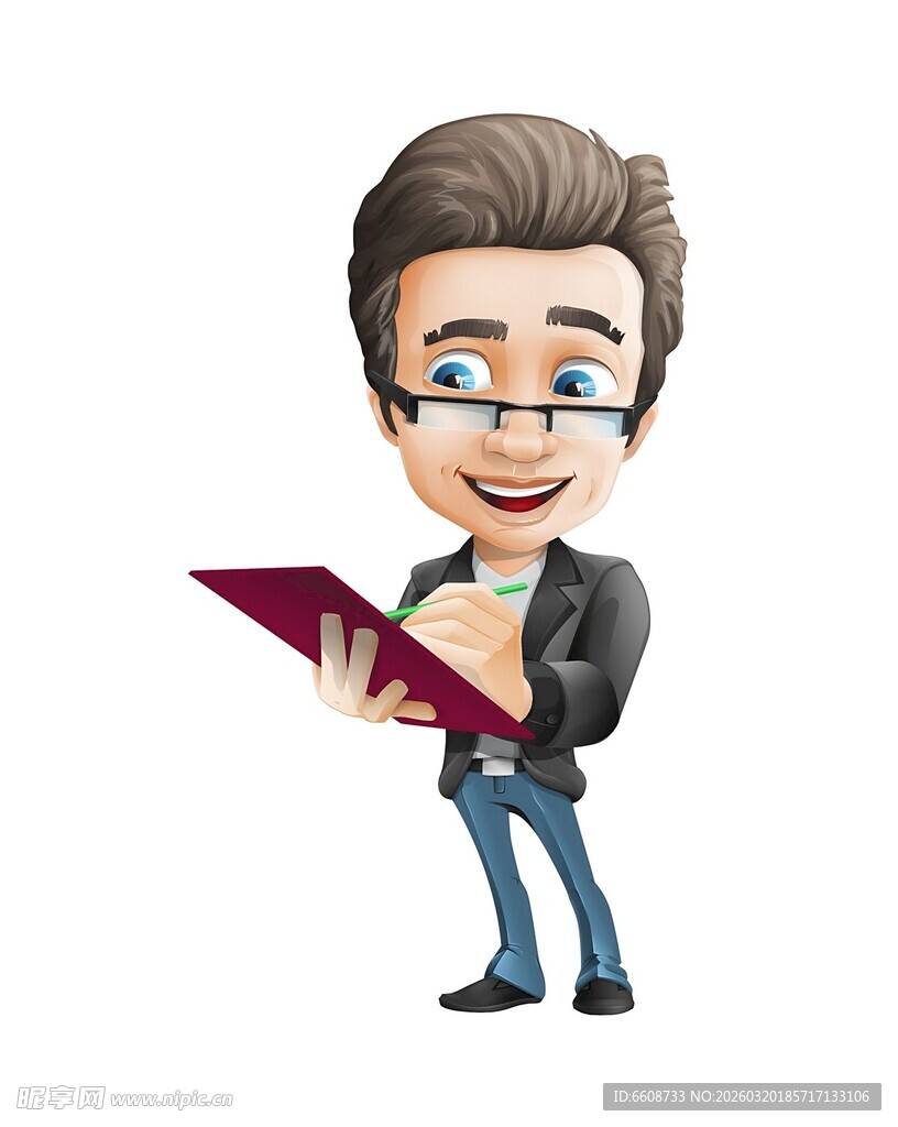 戴眼镜男士手持红皮书