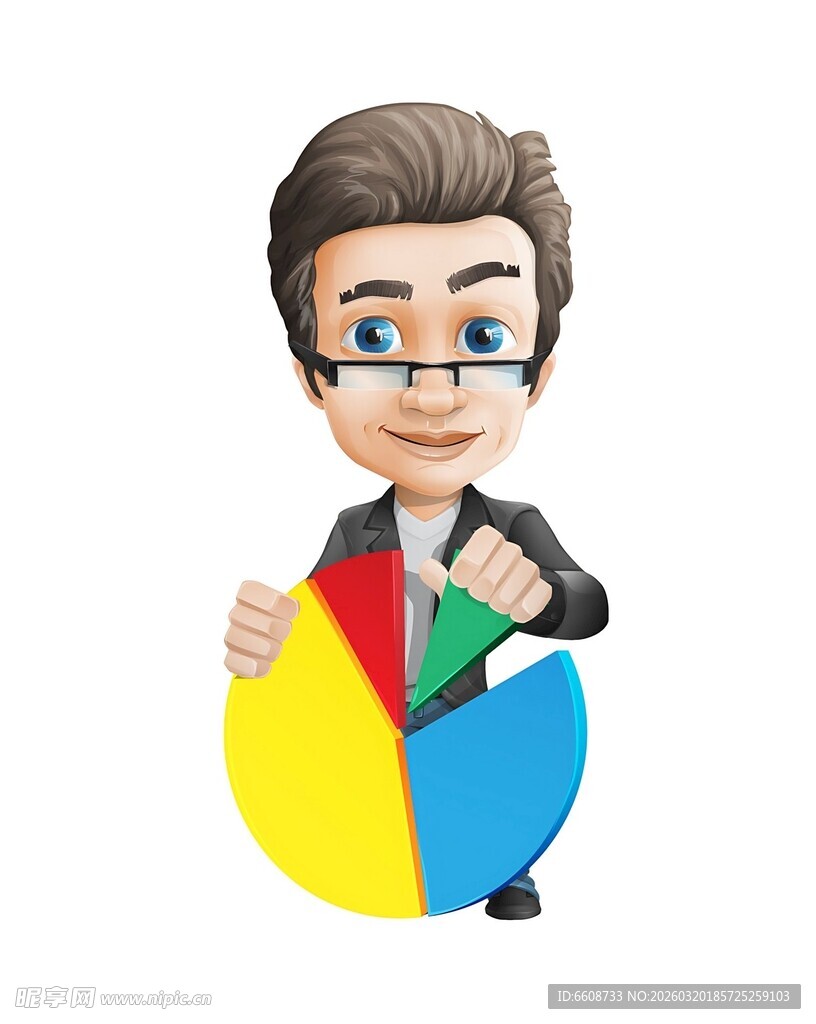 商务人士展示多彩扇形图