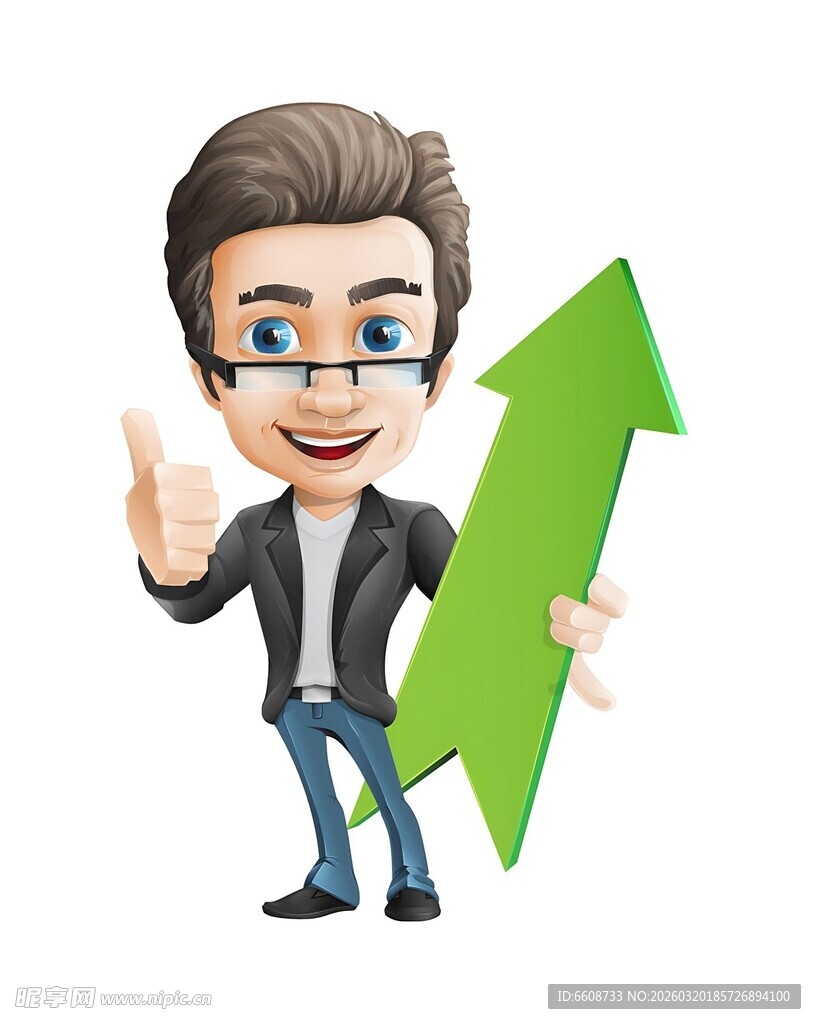 商务男士持上升箭头示意