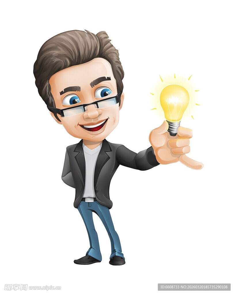 创意男士手持发光灯泡