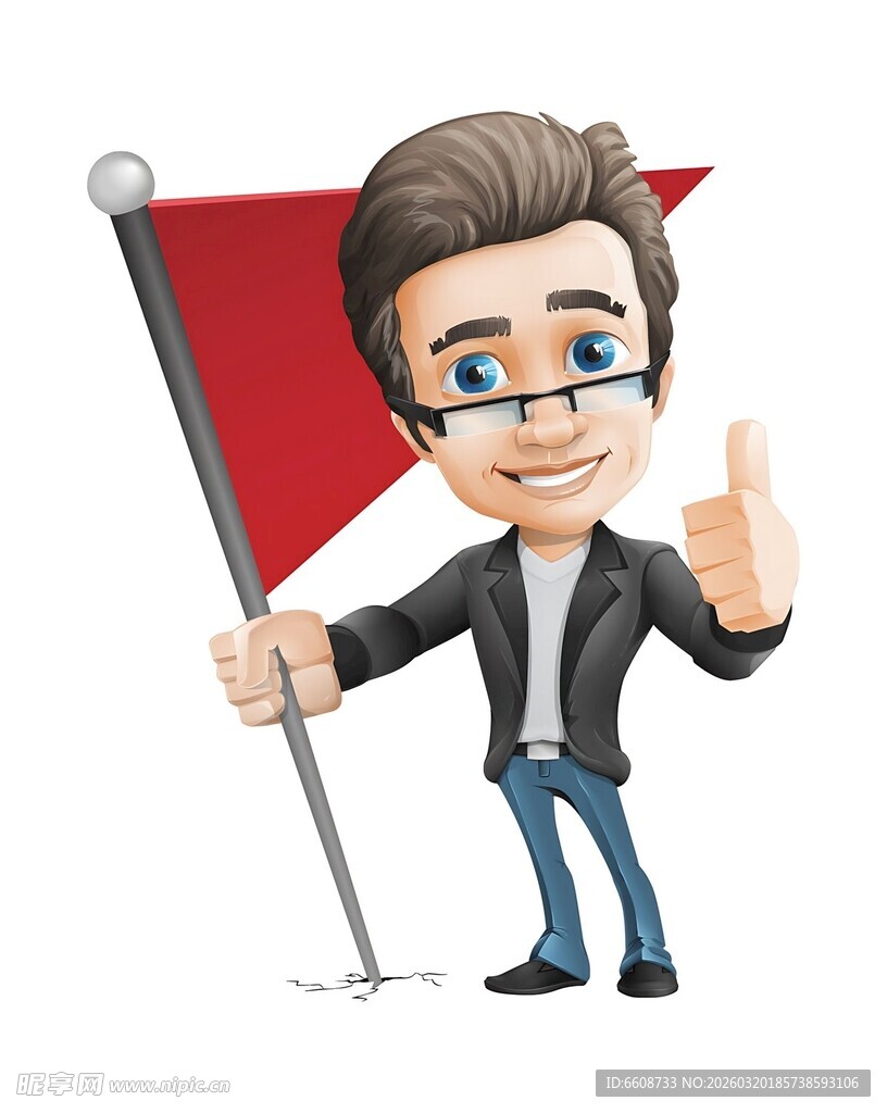 举旗男士点赞示意