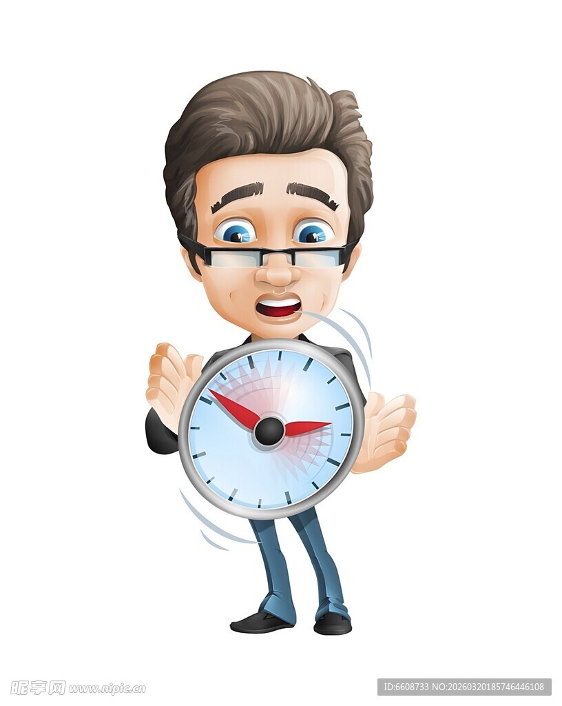 男子手持时钟展示时间