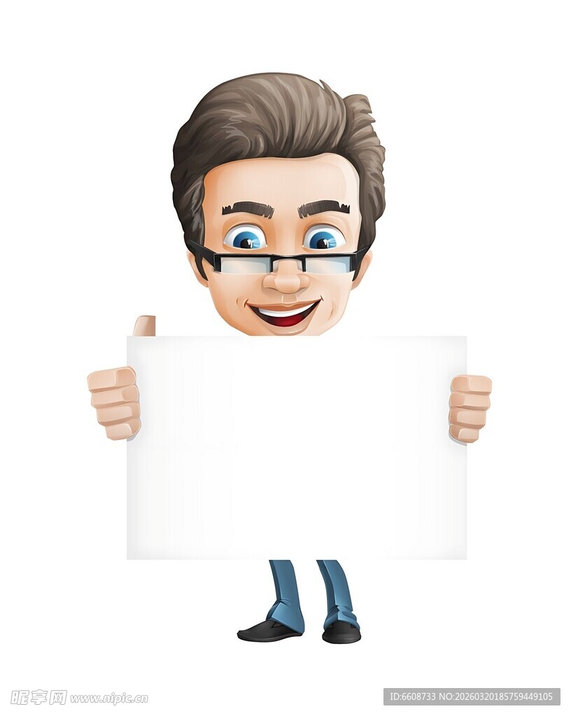卡通人物手持空白展示板