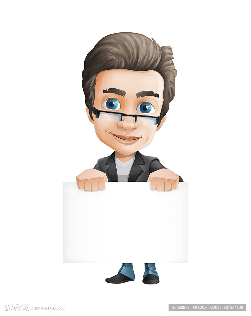 商务人士展示空白广告牌