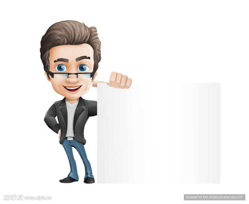 卡通人物展示空白广告牌