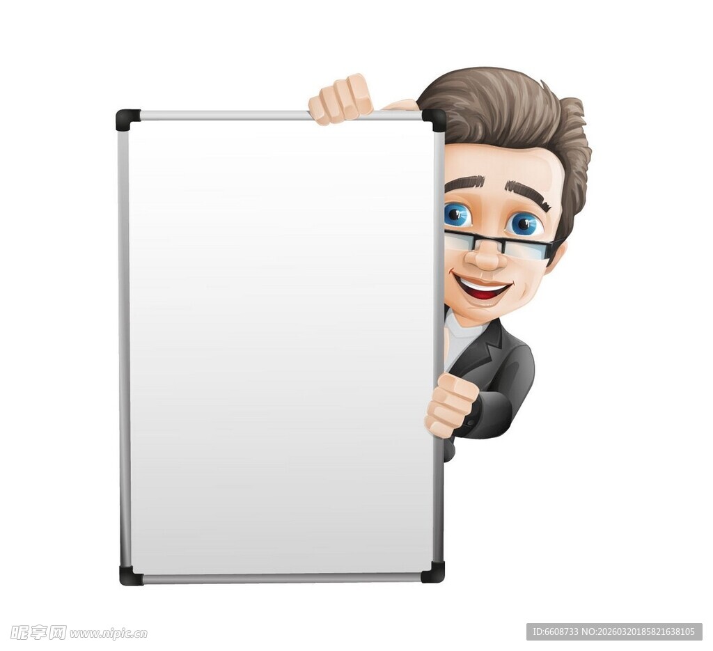 卡通人物持白板展示