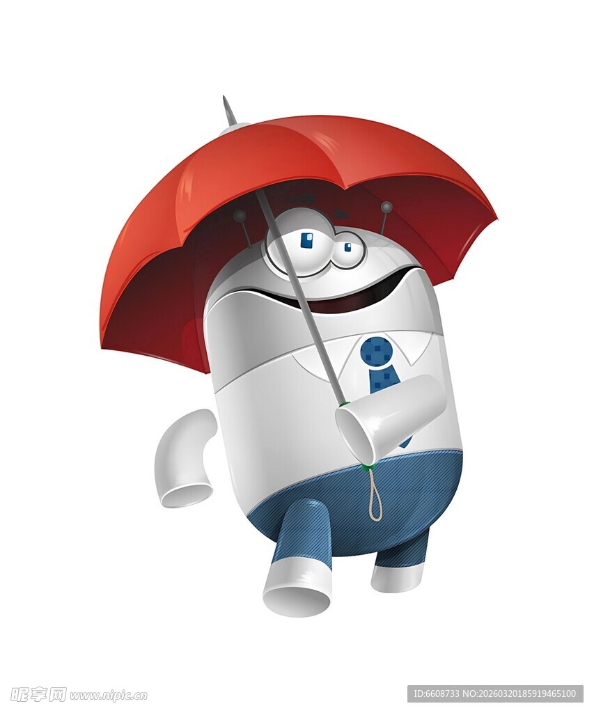 撑红伞的机器人