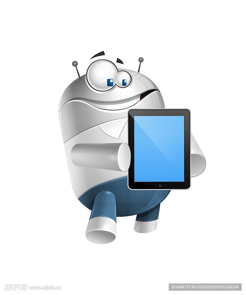 可爱机器人手持平板电脑