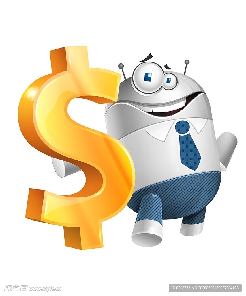 机器人与美元符号形象