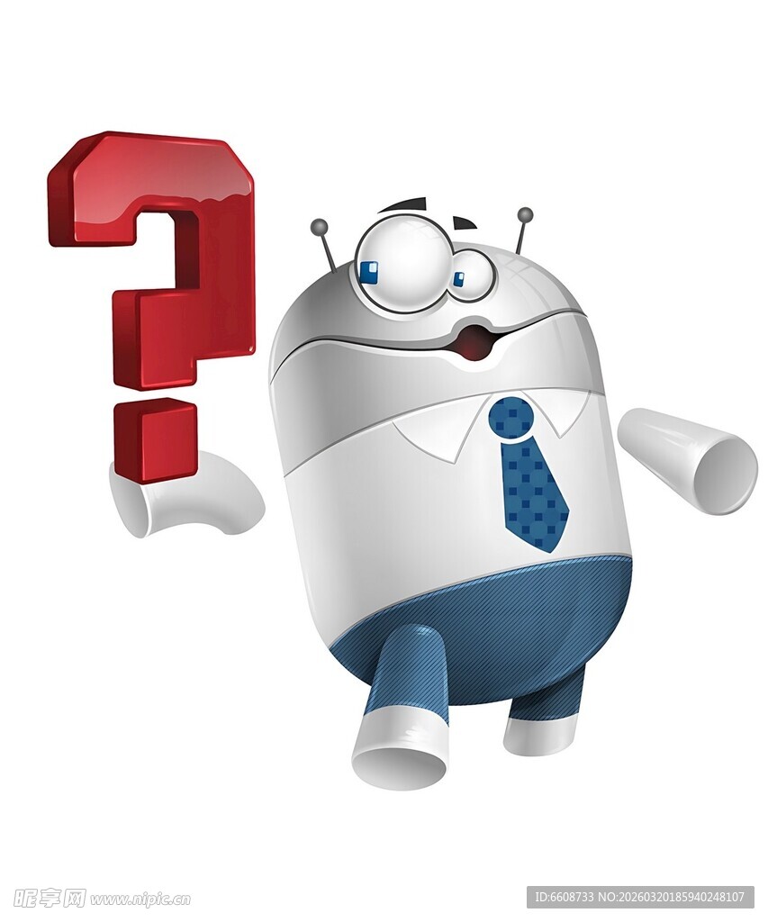 机器人举问号疑惑瞬间