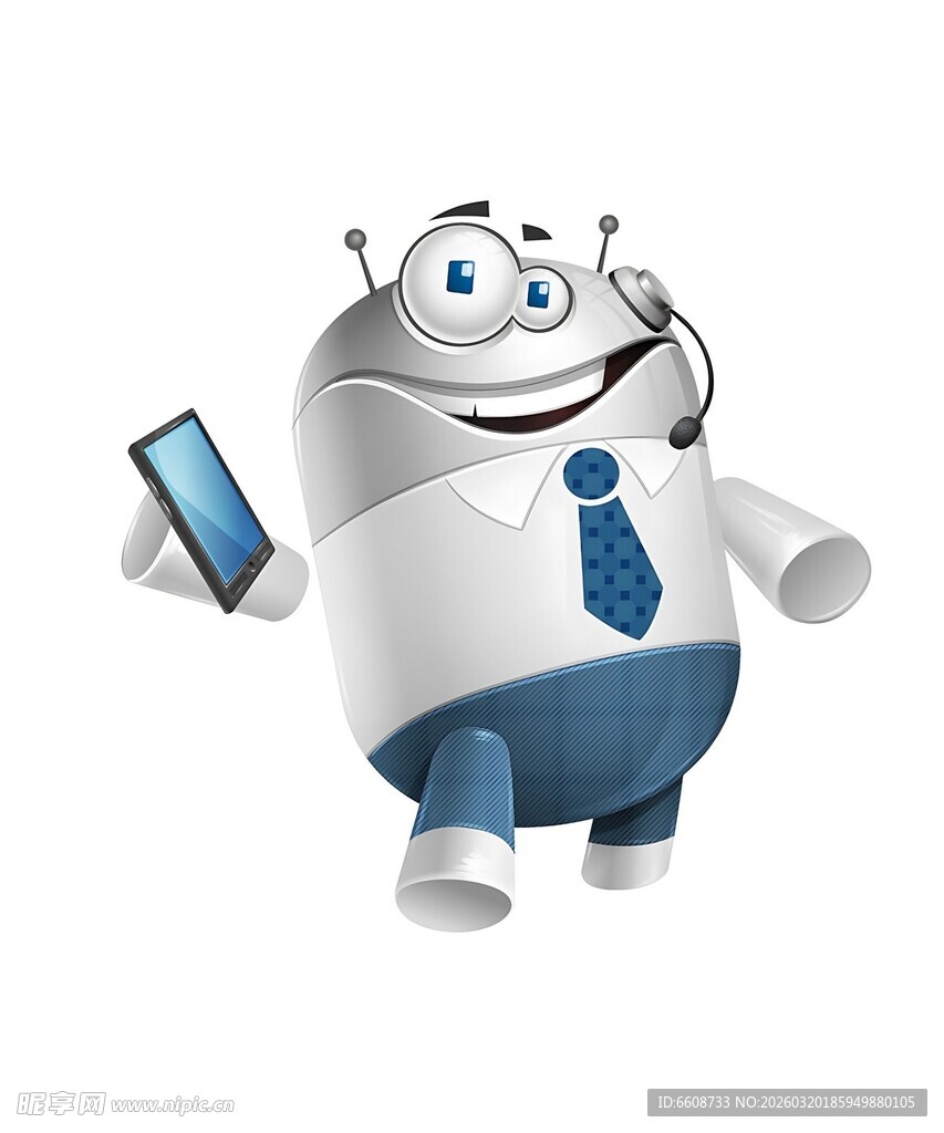 可爱机器人手持手机