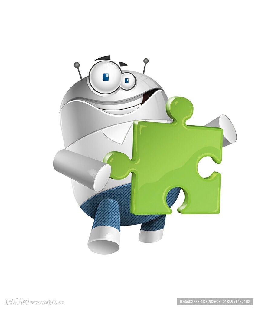 机器人拼绿色拼图块