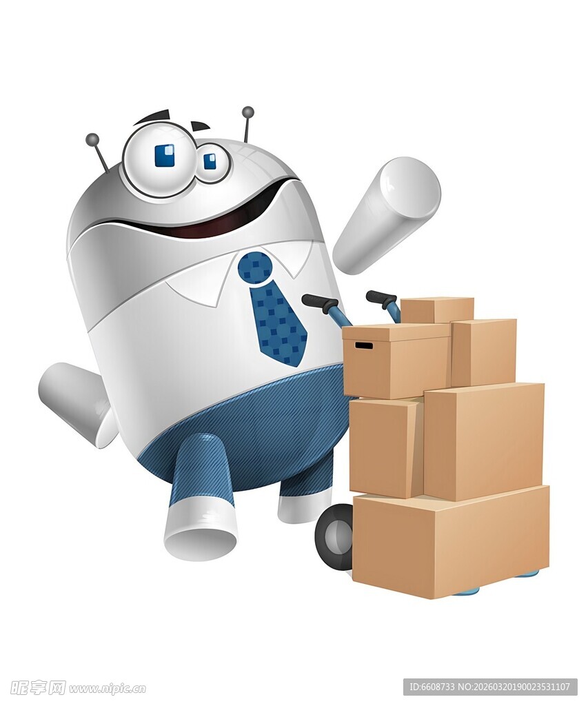 卡通人物手持时钟示意