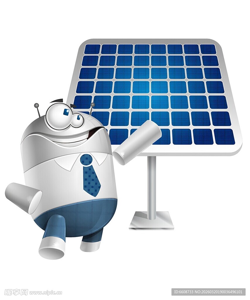 机器人指向太阳能板