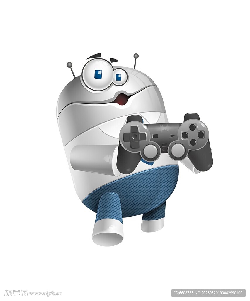 玩游戏的可爱卡通机器人