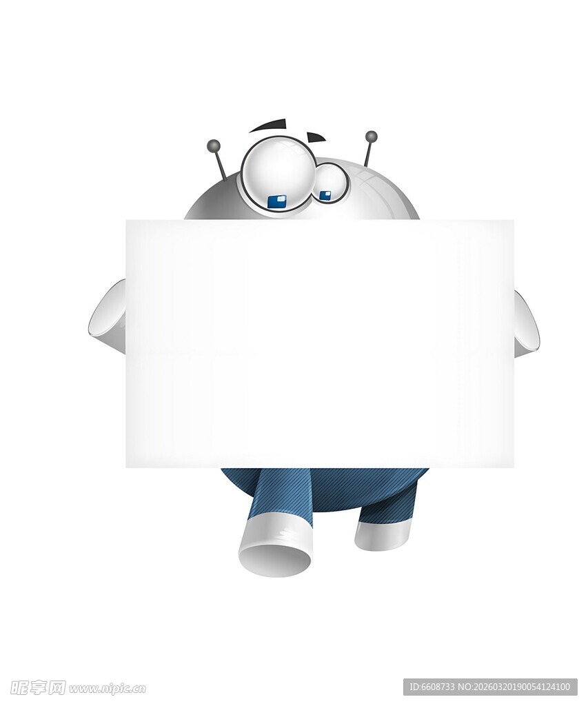 卡通角色持空白广告牌