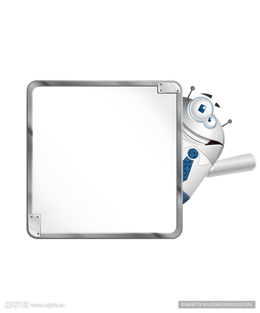 卡通角色旁的空白展示板