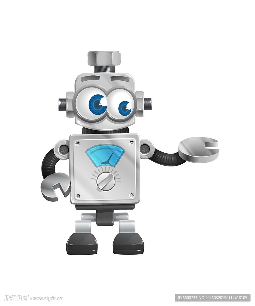 可爱机器人展示友好姿态