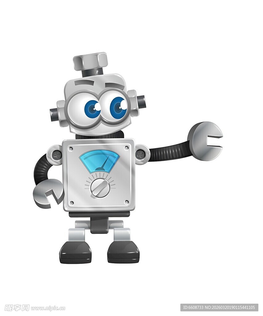 可爱机器人展示友好姿态