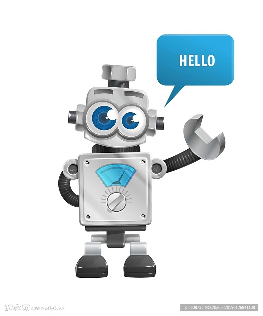 挥手问候的可爱机器人