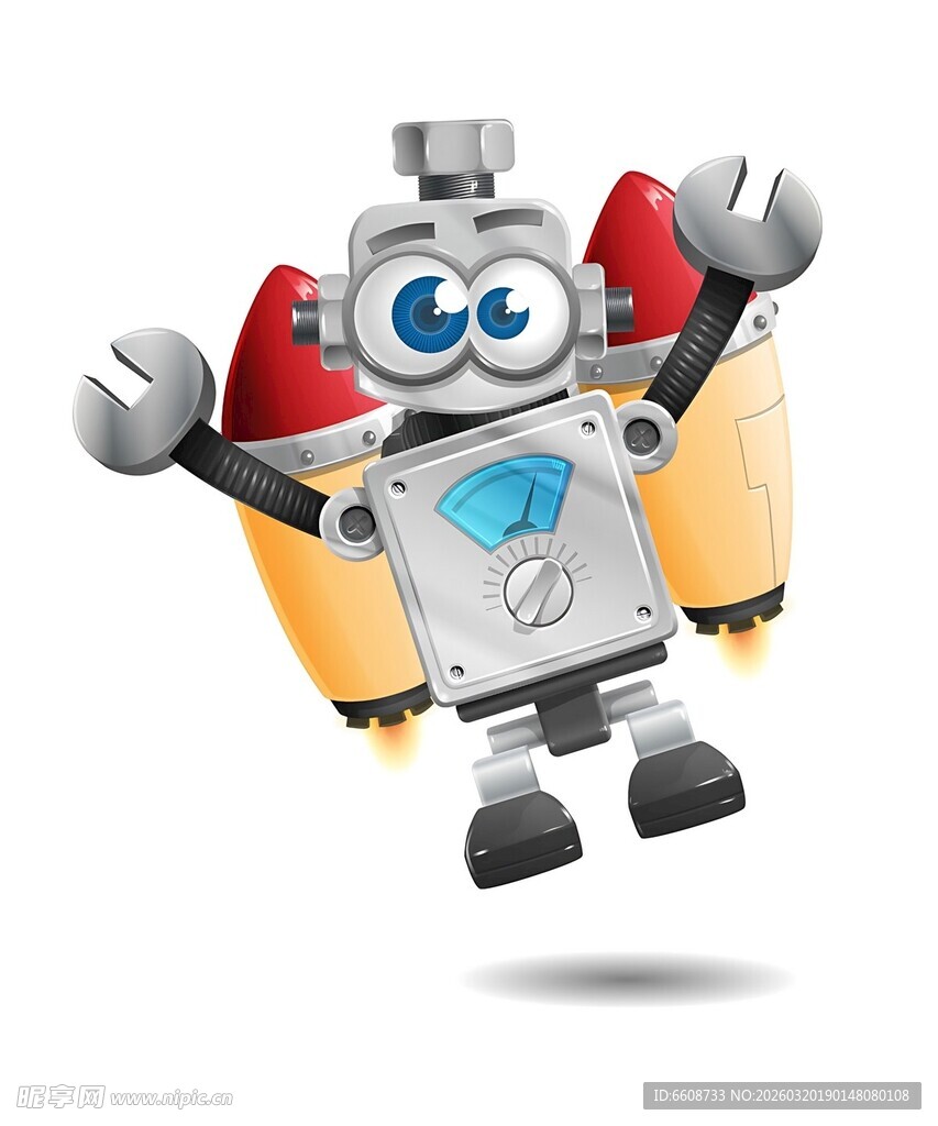 可爱机器人跳跃瞬间