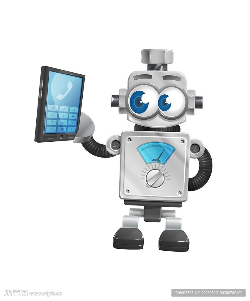 可爱机器人手持平板电脑