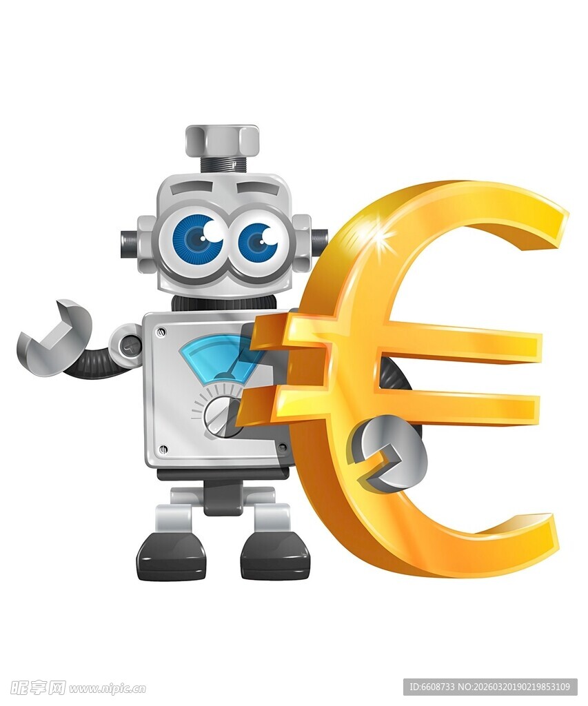 机器人与欧元符号