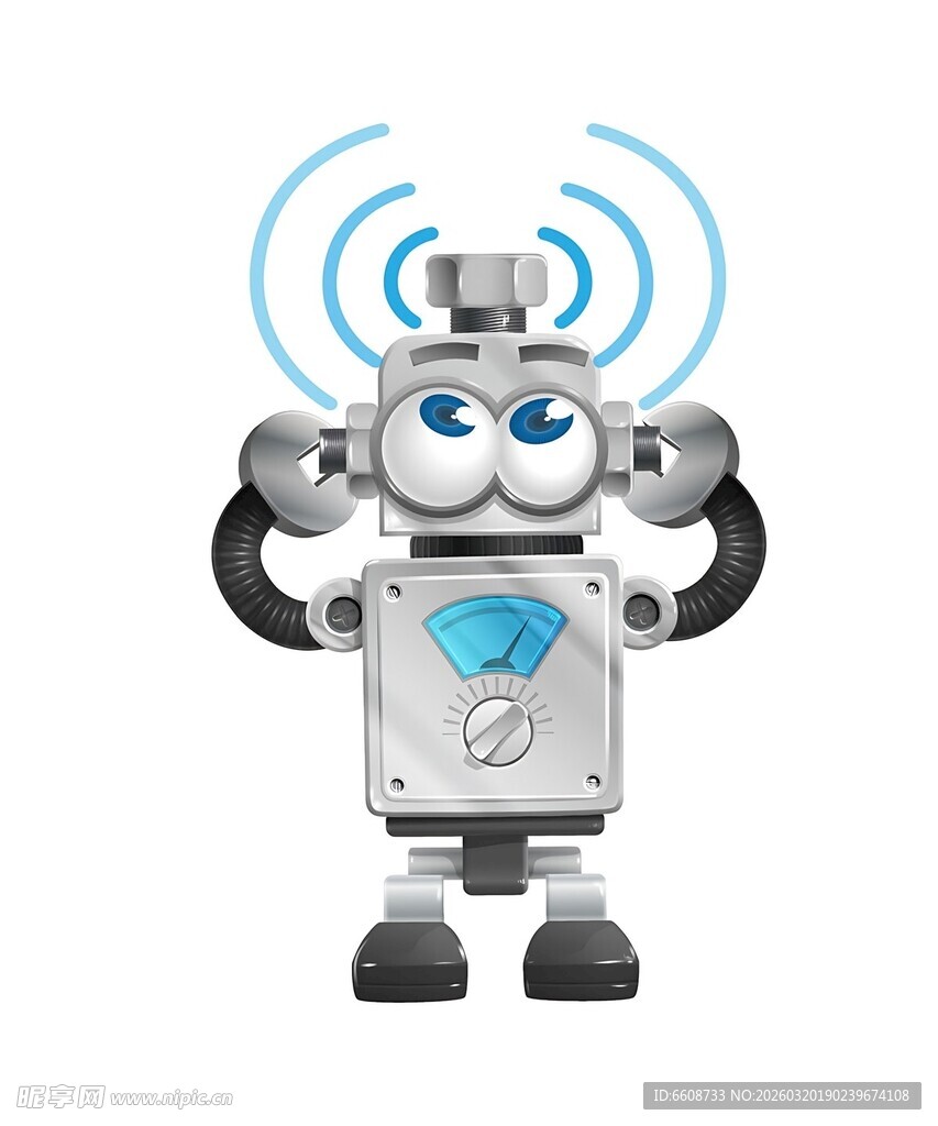 可爱机器人双手捂住耳朵