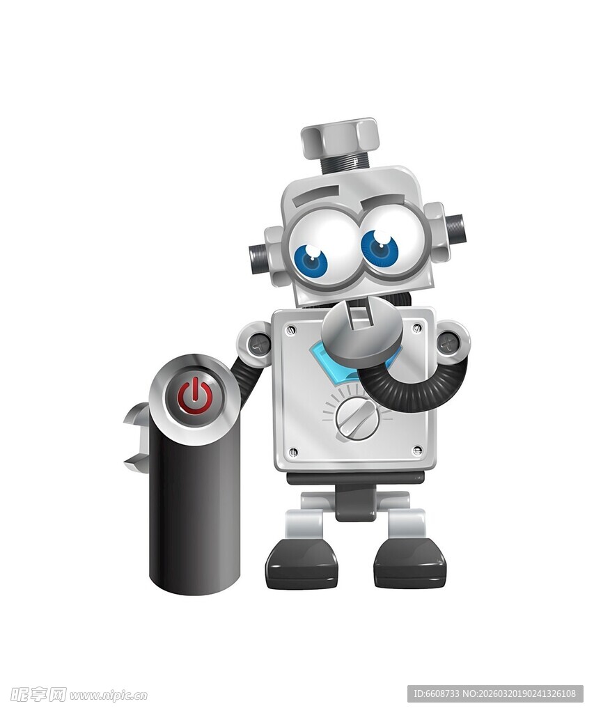 可爱机器人手持神秘装置
