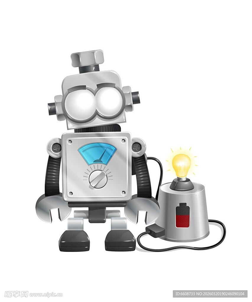 机器人连接装置点亮灯泡